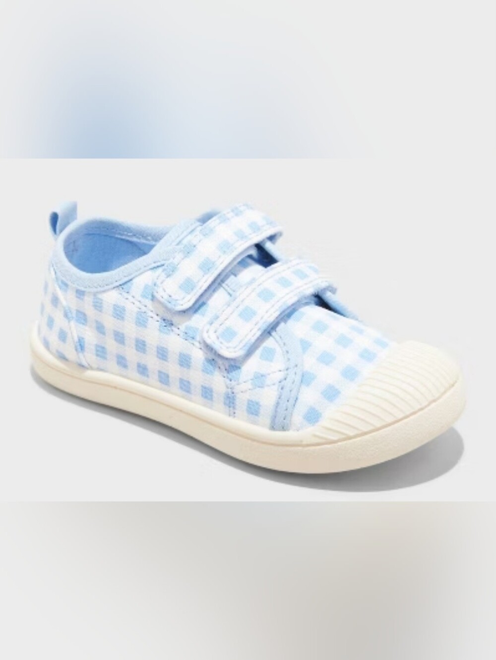 Cat & Jack Blue and White Gingham Canvas Kids Sneakers Sz 12